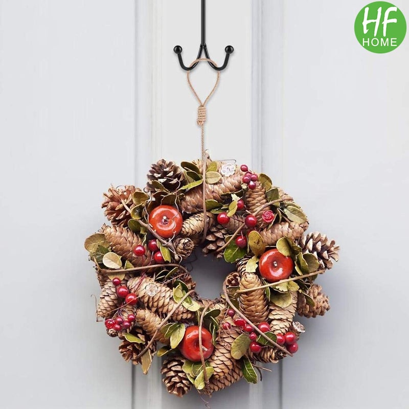 HFHOME 4 عبوات من HFHOME خطافات تعليق مزدوجة فوق الباب، منظم خطافات معدنية مزدوجة لتعليق المعاطف والقبعات والأردية والمناشف - أسود - Image 2